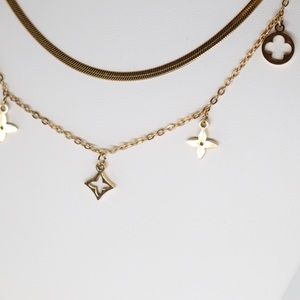 Stainless steel gold plated adjustable chain necklace.